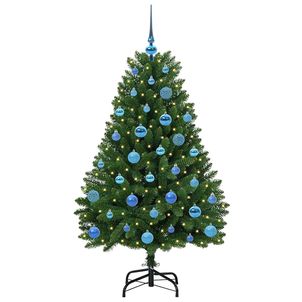Kunstig juletre med LED -stripelys grønn 150 cm PVC og metall