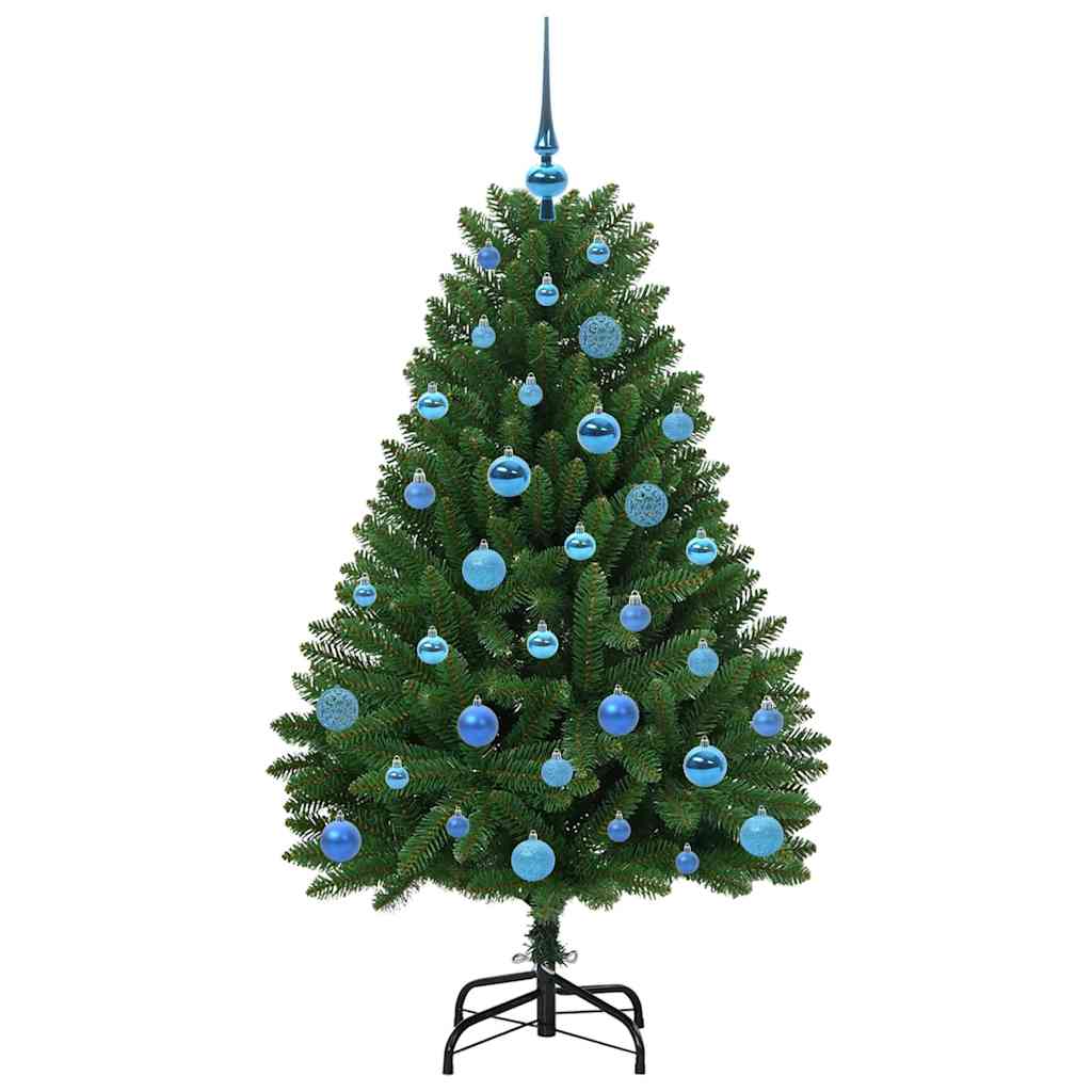 Kunstig juletre med LED -stripelys grønn 150 cm PVC og metall