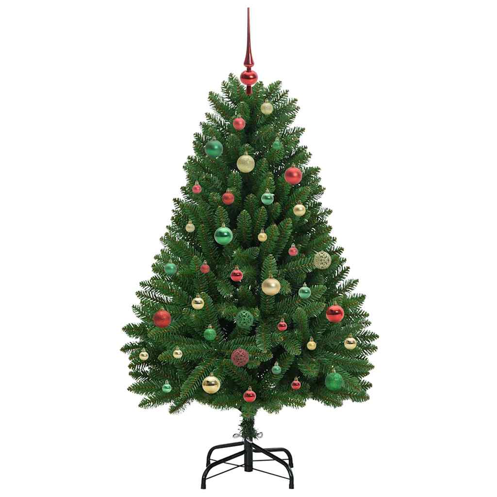 Kunstig juletre med LED -stripelys grønn 150 cm PVC og metall