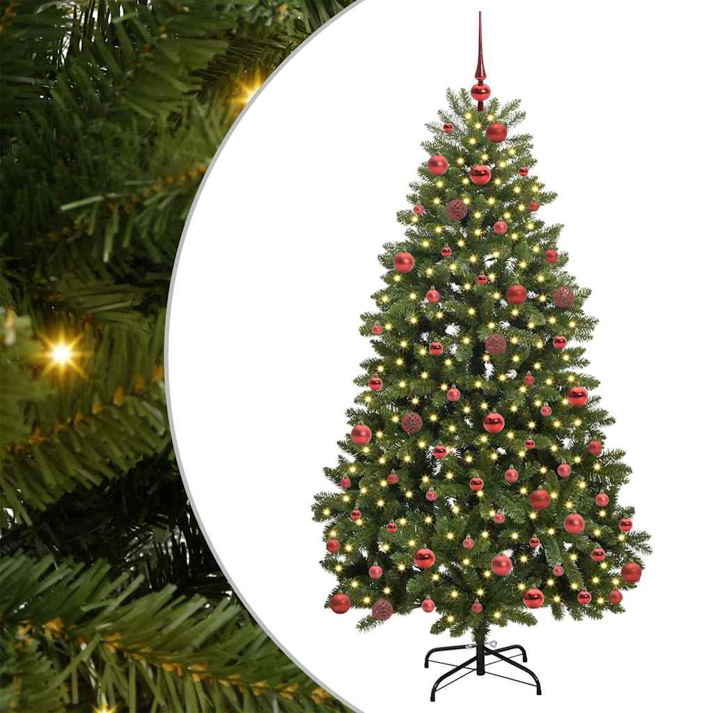 Kunstig juletre med LED -stripelys grønn 180 cm PVC og metall