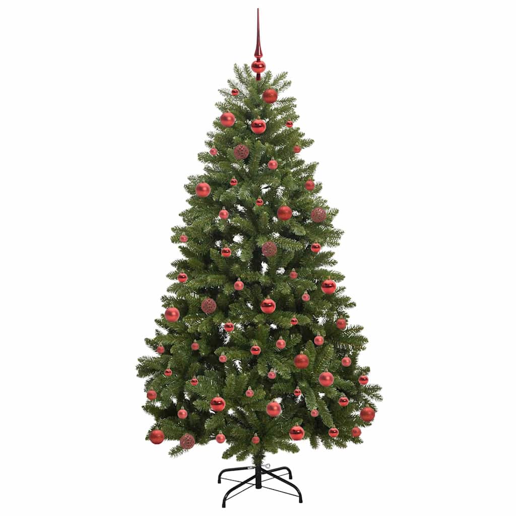 Kunstig juletre med LED -stripelys grønn 180 cm PVC og metall
