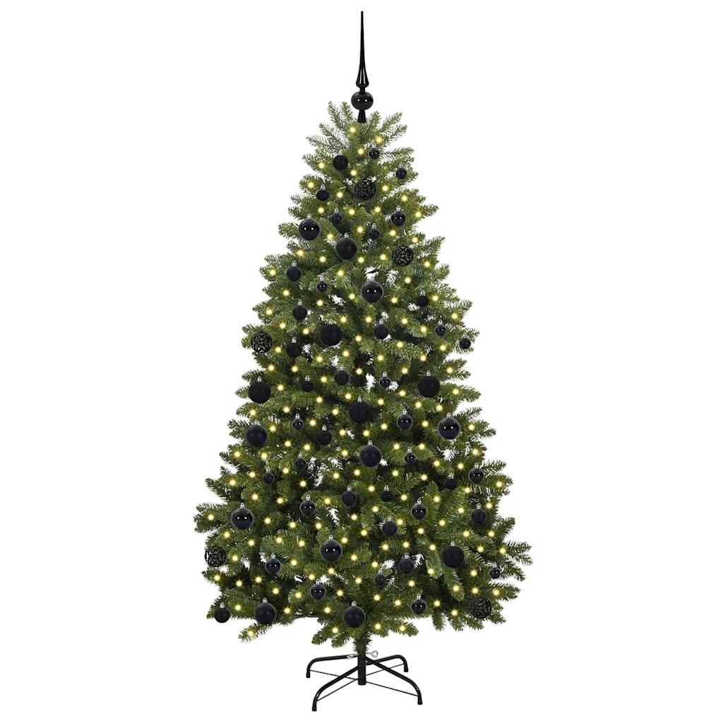 Kunstig juletre med 300 LED grønn 180 cm PVC og metall vidaXL
