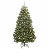 Kunstig juletre med LED -stripelys grønn 180 cm PVC og metall