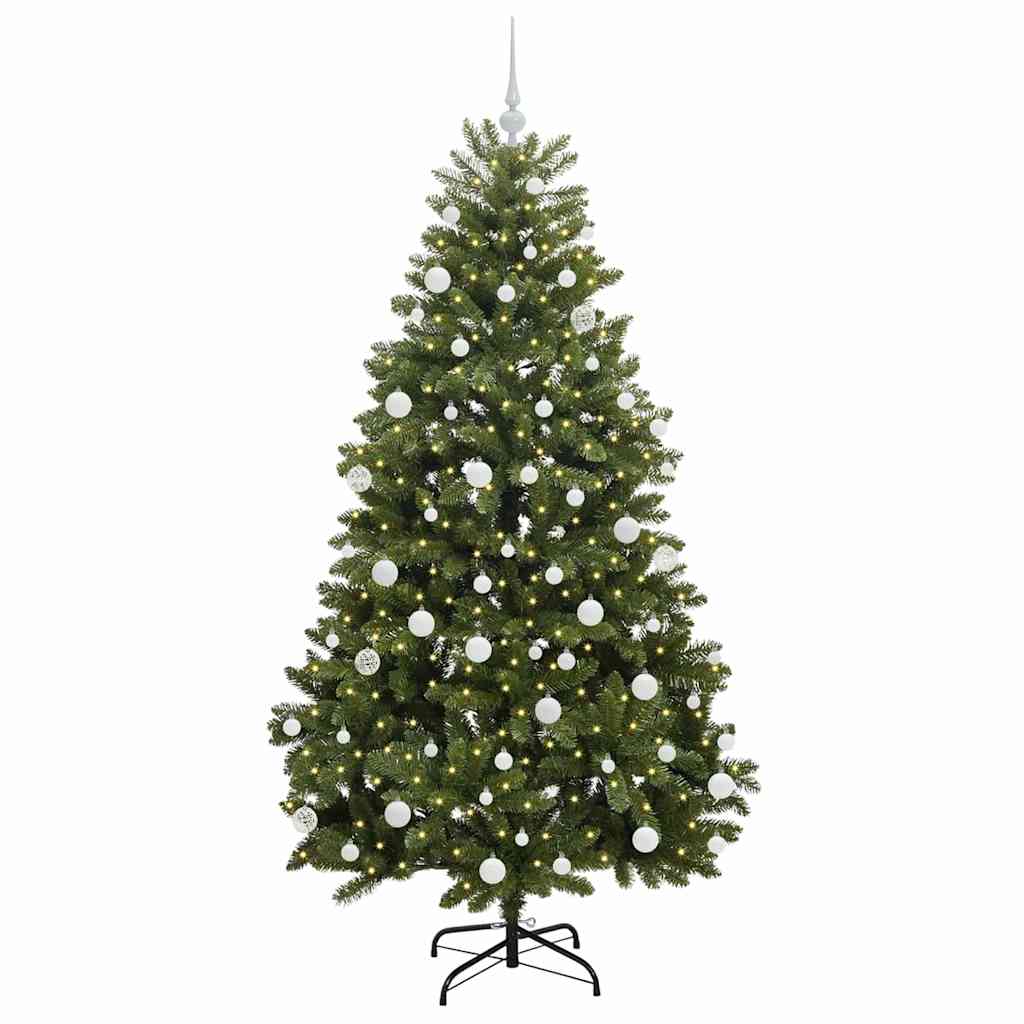 Kunstig juletre med LED -stripelys grønn 180 cm PVC og metall
