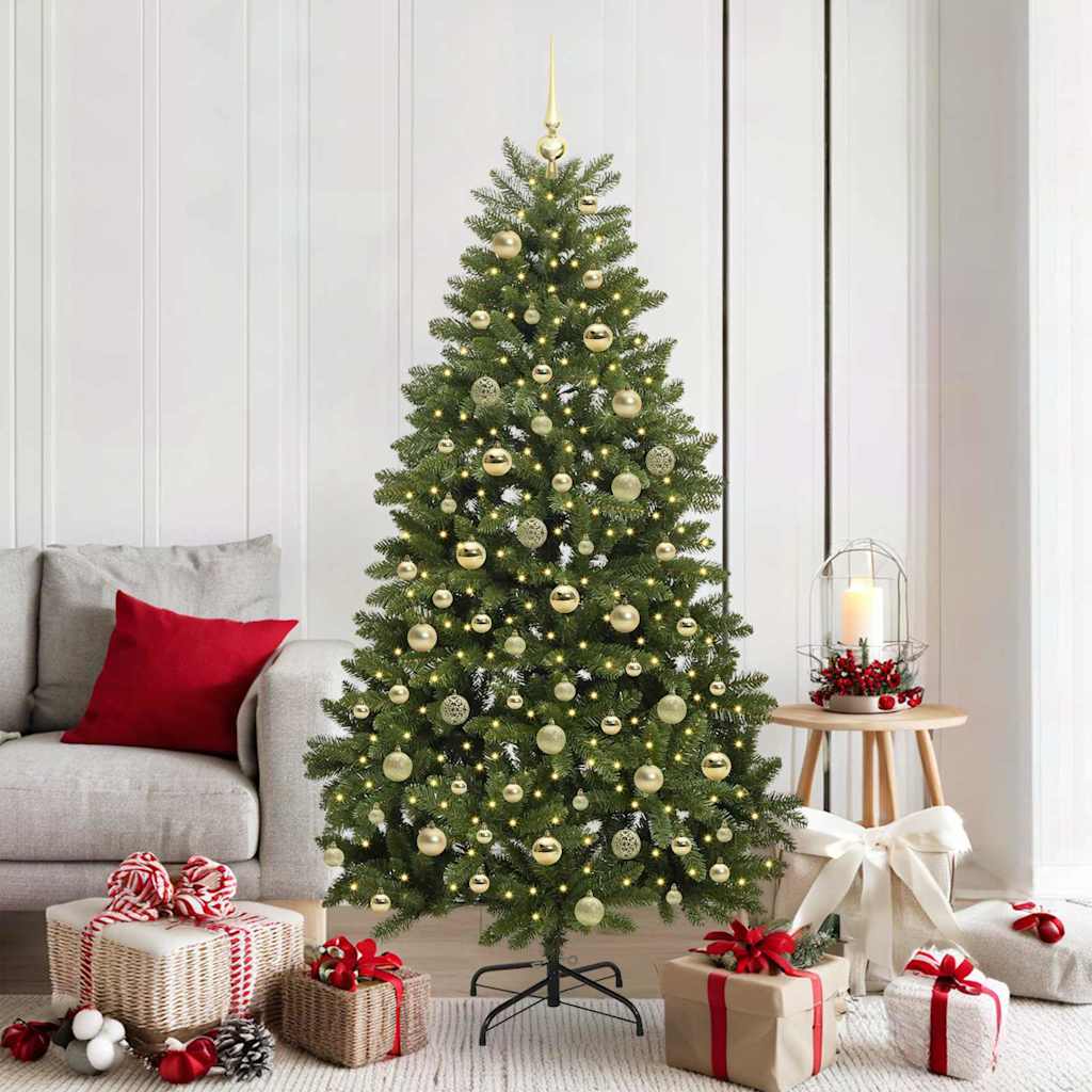 Kunstig juletre med LED -stripelys grønn 180 cm PVC og metall