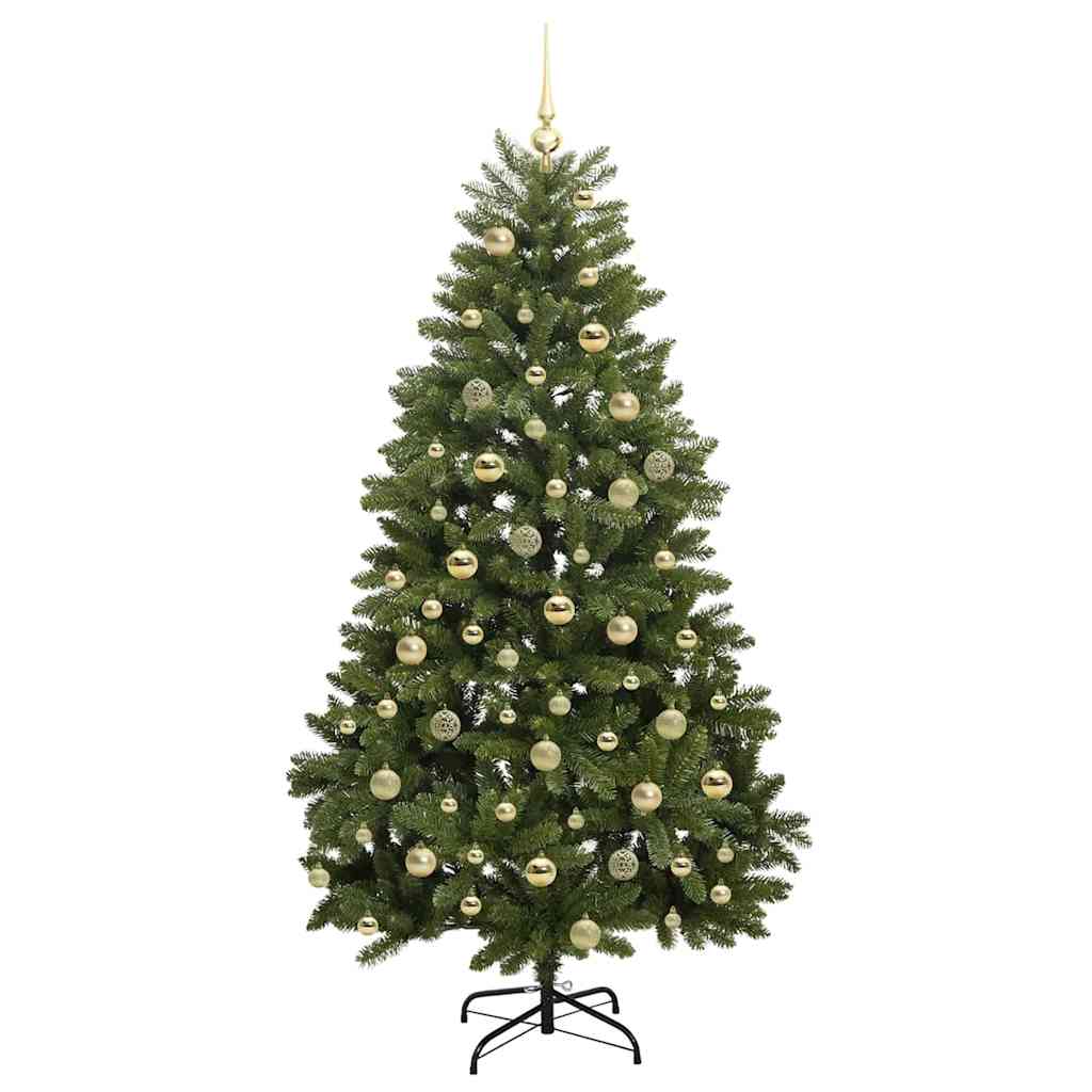 Kunstig juletre med LED -stripelys grønn 180 cm PVC og metall