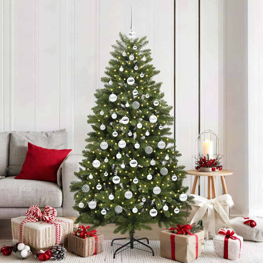 Kunstig juletre med LED -stripelys grønn 180 cm PVC og metall