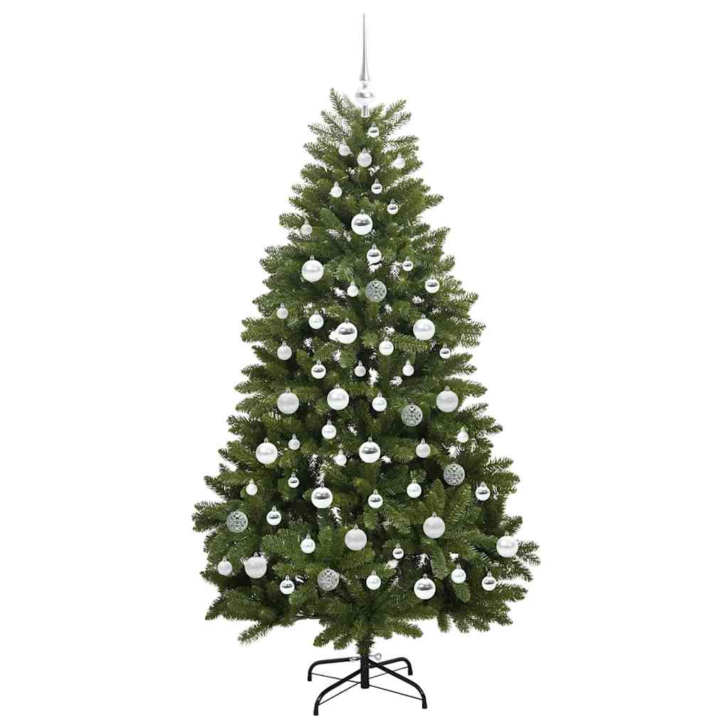 Kunstig juletre med LED -stripelys grønn 180 cm PVC og metall