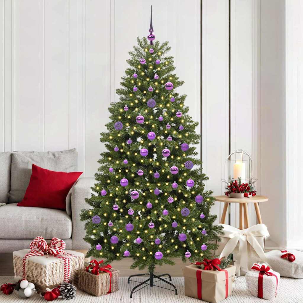 Kunstig juletre med LED -stripelys grønn 180 cm PVC og metall