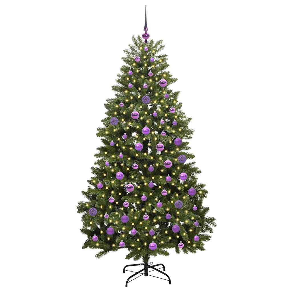 Kunstig juletre med LED -stripelys grønn 180 cm PVC og metall