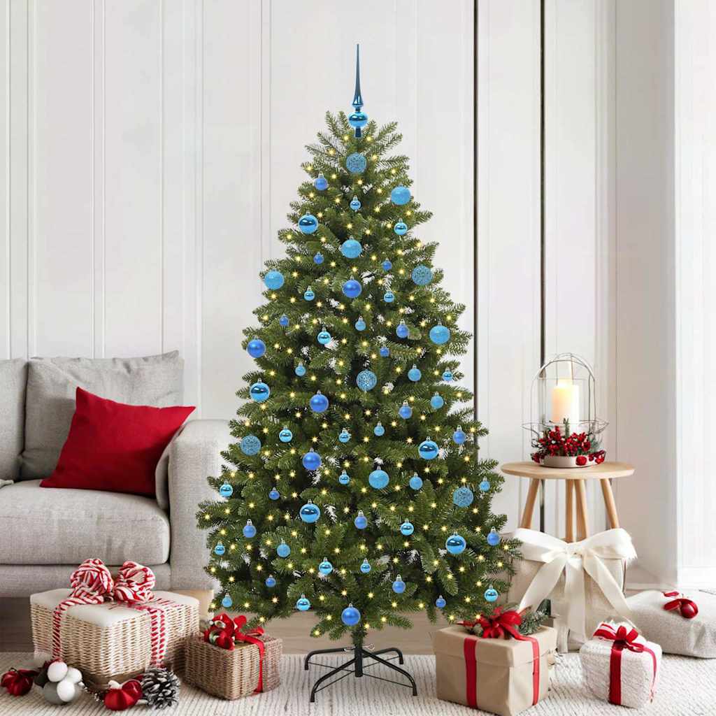 Kunstig juletre med LED -stripelys grønn 180 cm PVC og metall