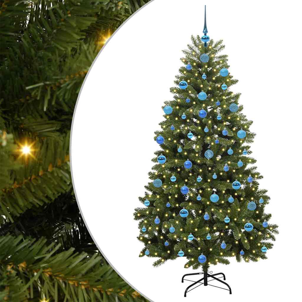 Kunstig juletre med LED -stripelys grønn 180 cm PVC og metall