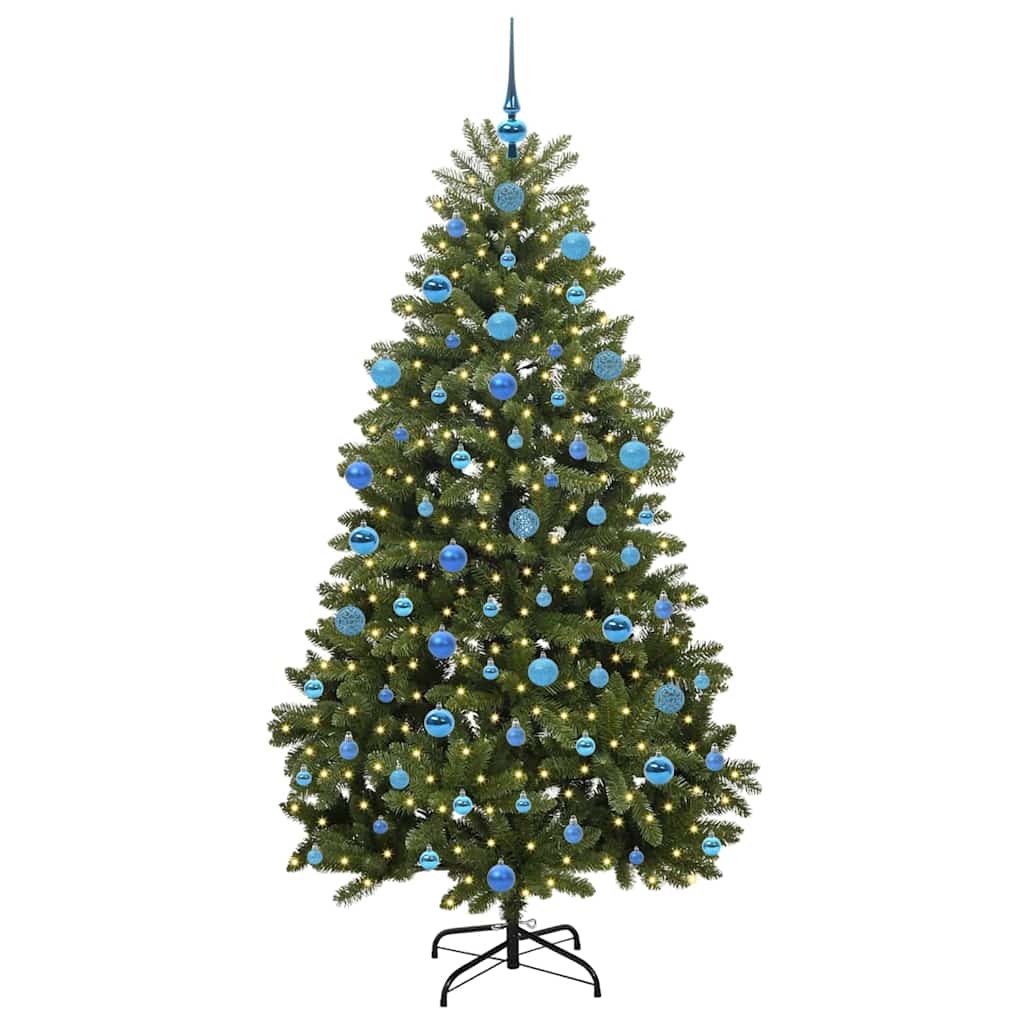 Kunstig juletre med LED -stripelys grønn 180 cm PVC og metall