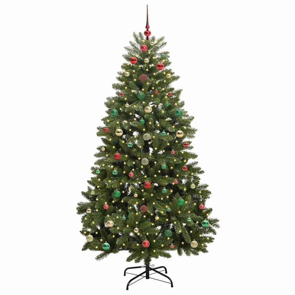 Kunstig juletre med LED -stripelys grønn 180 cm PVC og metall