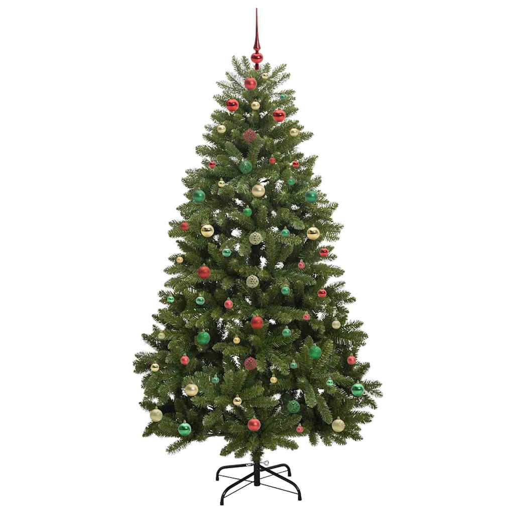 Kunstig juletre med LED -stripelys grønn 180 cm PVC og metall