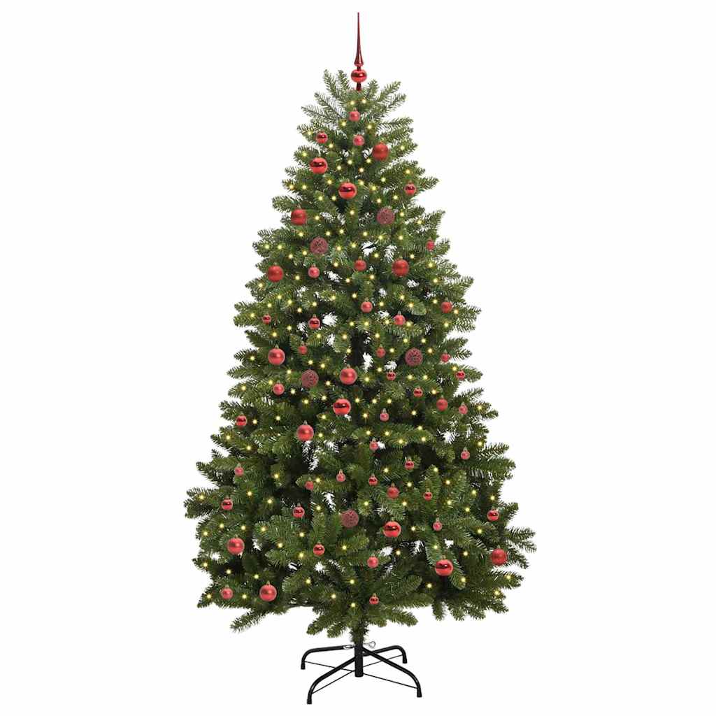 Kunstig juletre med LED -stripelys grønn 210 cm PVC og metall