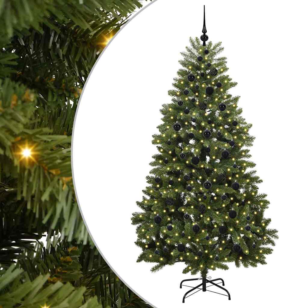 Kunstig juletre med LED -stripelys grønn 210 cm PVC og metall