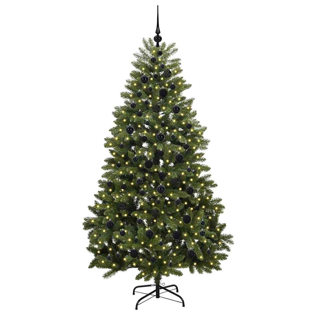 Kunstig juletre med LED -stripelys grønn 210 cm PVC og metall