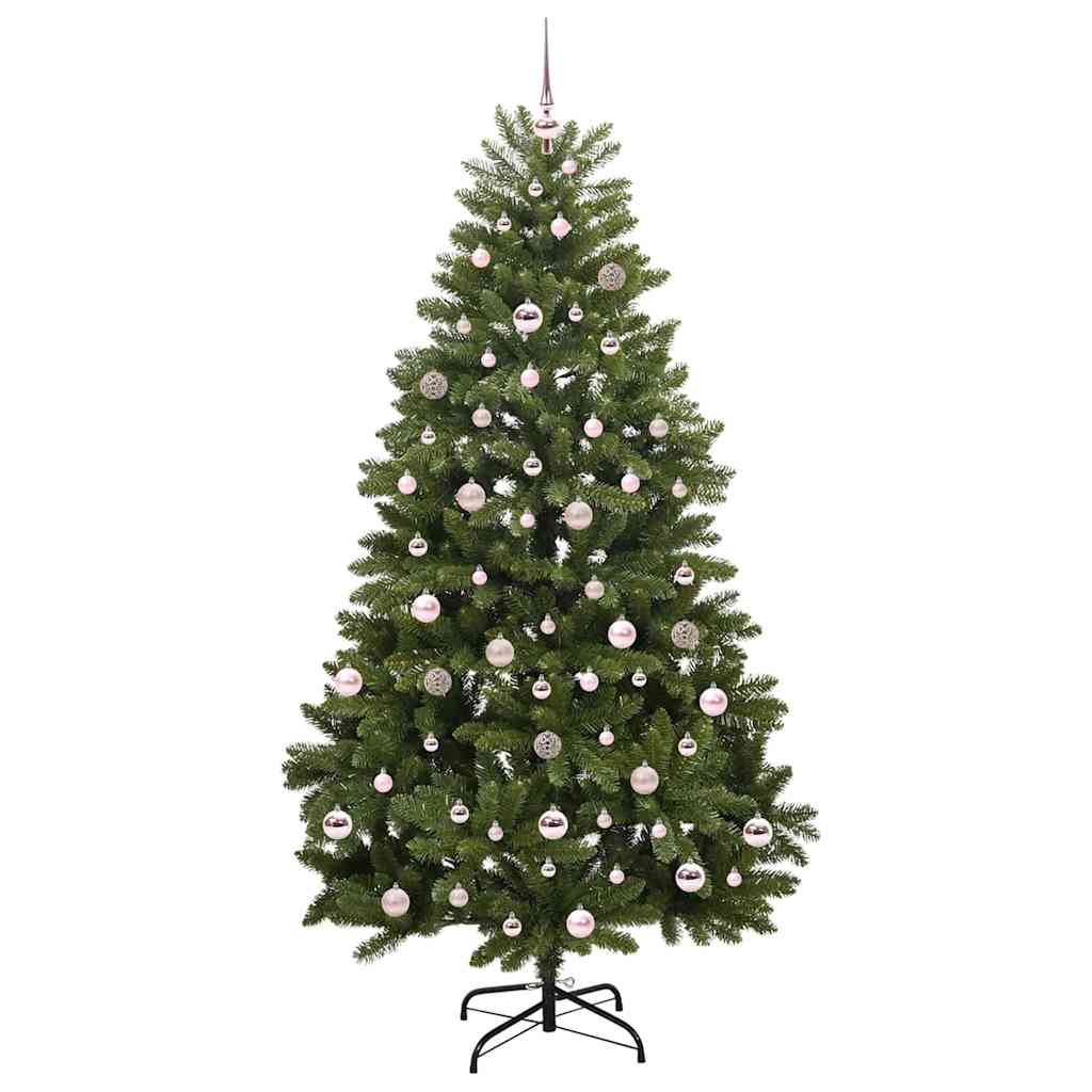 Kunstig juletre med LED -stripelys grønn 210 cm PVC og metall