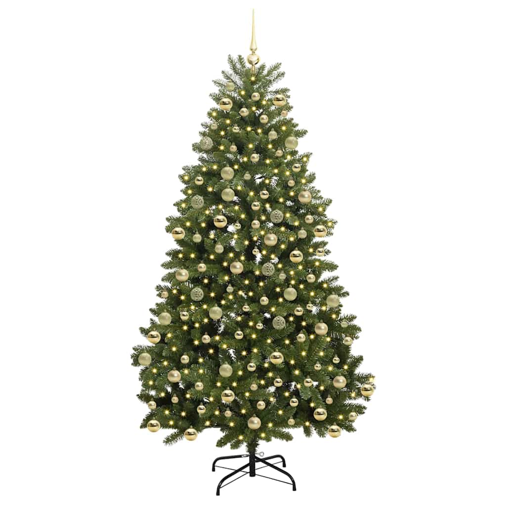 Kunstig juletre med LED -stripelys grønn 210 cm PVC og metall