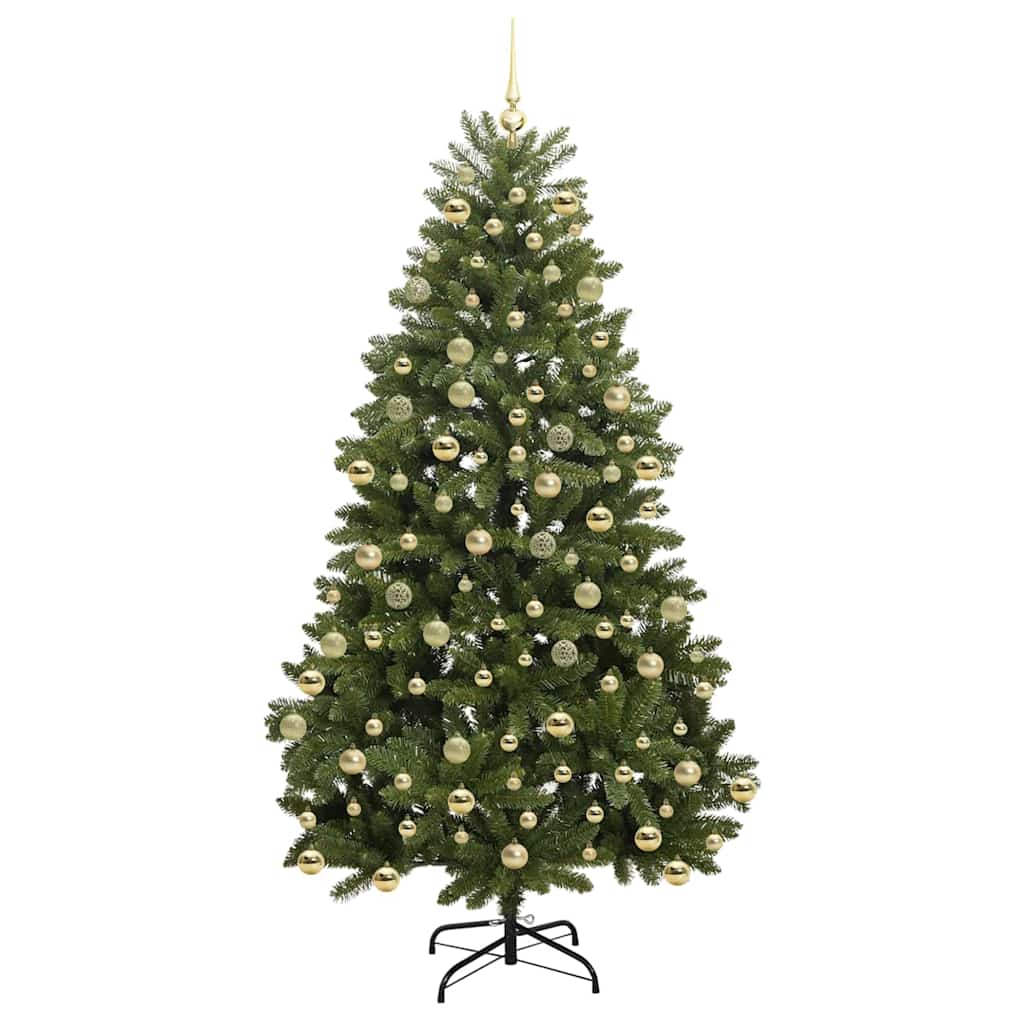 Kunstig juletre med LED -stripelys grønn 210 cm PVC og metall