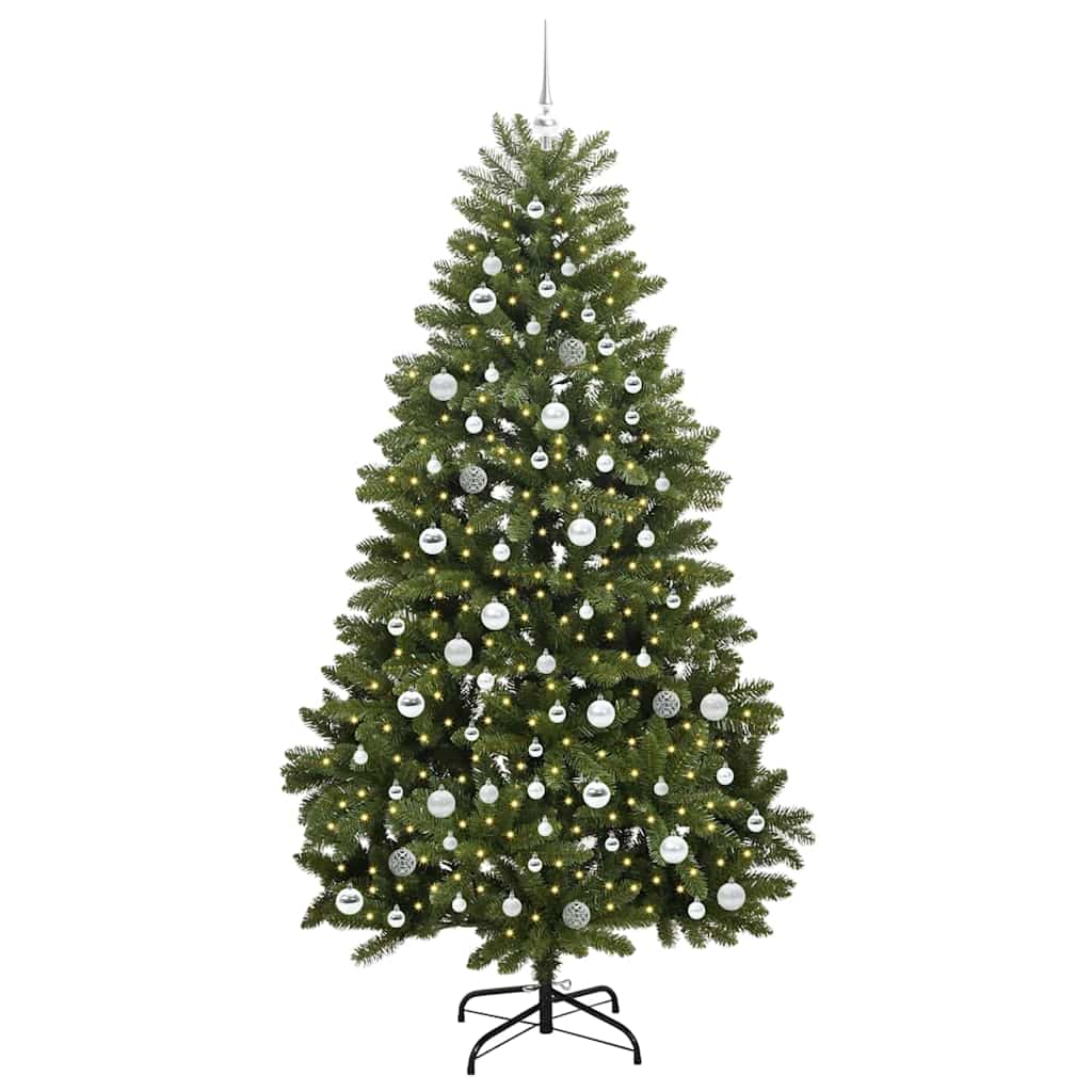 Kunstig juletre med LED -stripelys grønn 210 cm PVC og metall