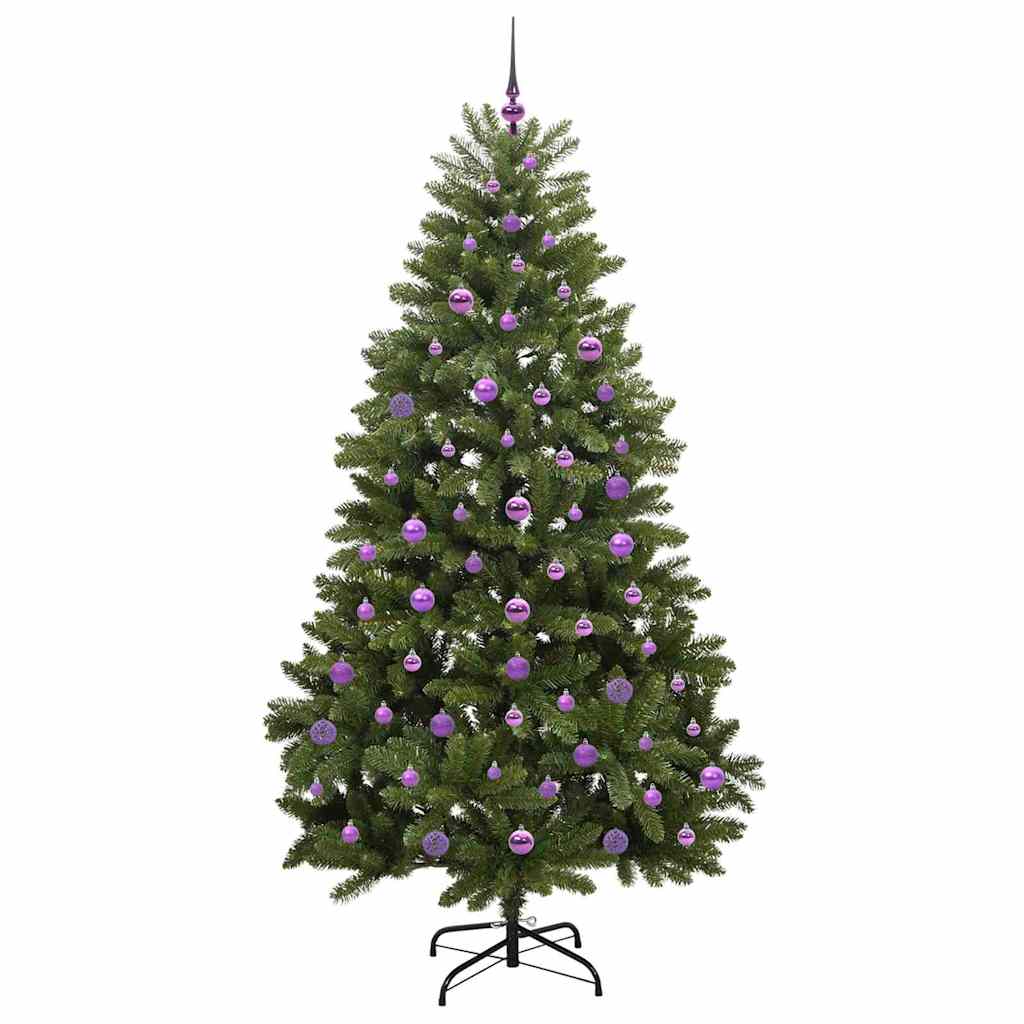 Kunstig juletre med LED -stripelys grønn 210 cm PVC og metall