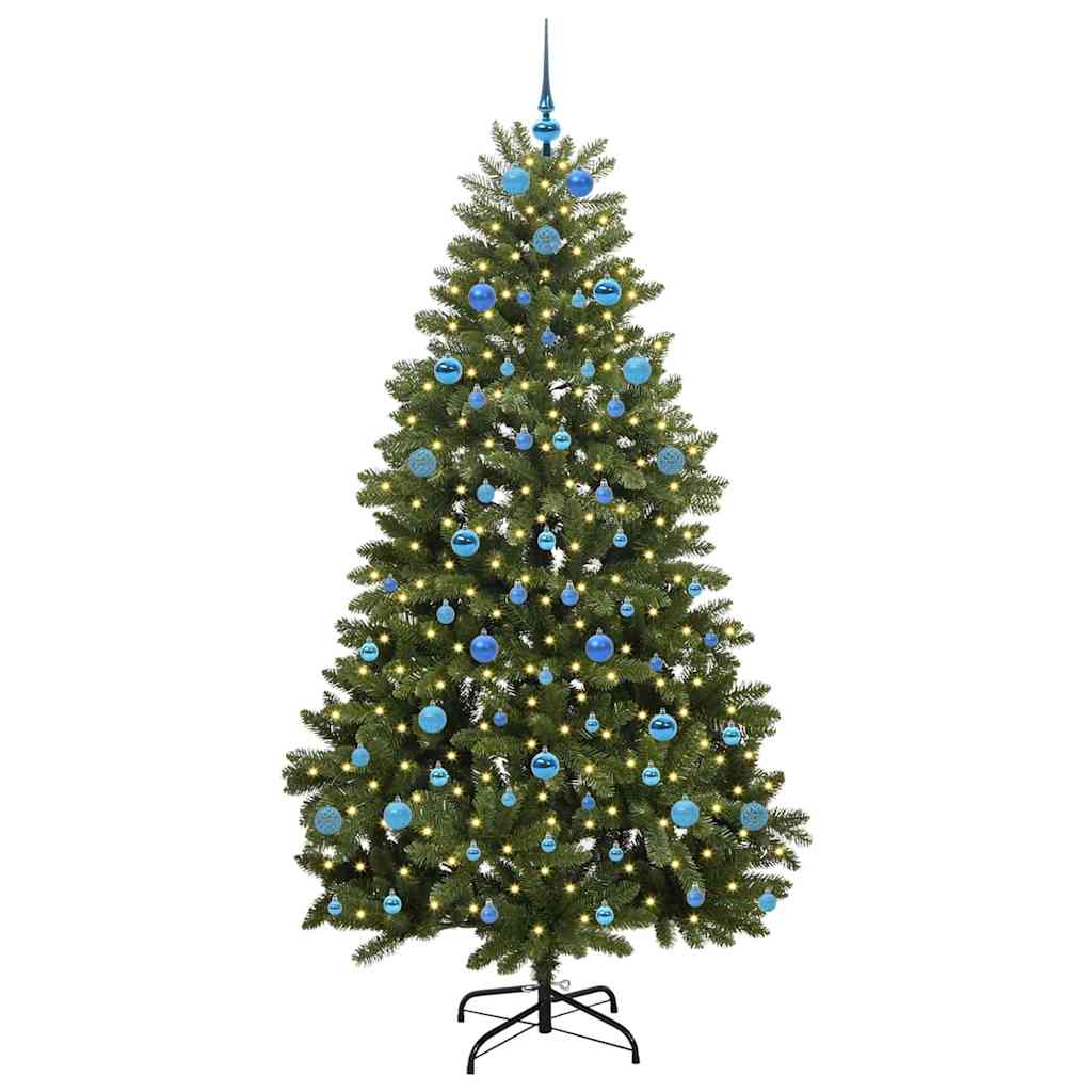 Kunstig juletre med LED -stripelys grønn 210 cm PVC og metall