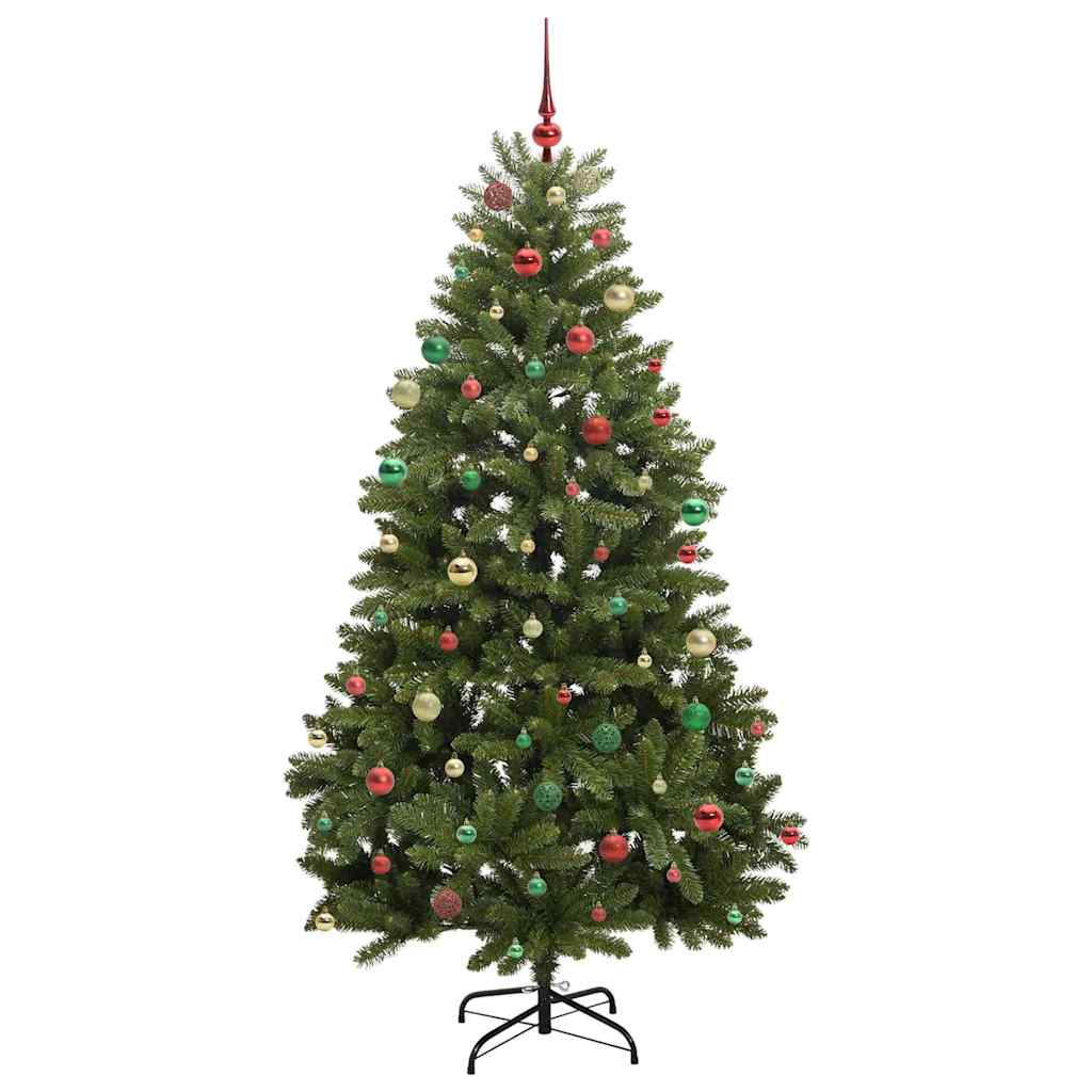 Kunstig juletre med LED -stripelys grønn 210 cm PVC og metall