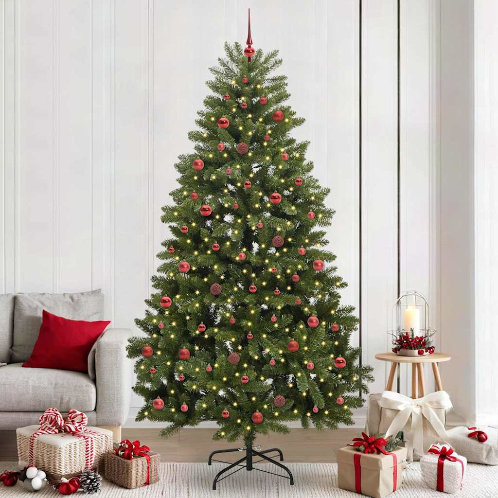 Kunstig juletre med LED -stripelys grønn 240 cm PVC og metall