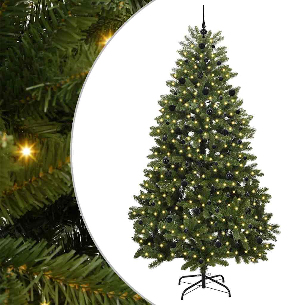 Kunstig juletre med LED -stripelys grønn 240 cm PVC og metall