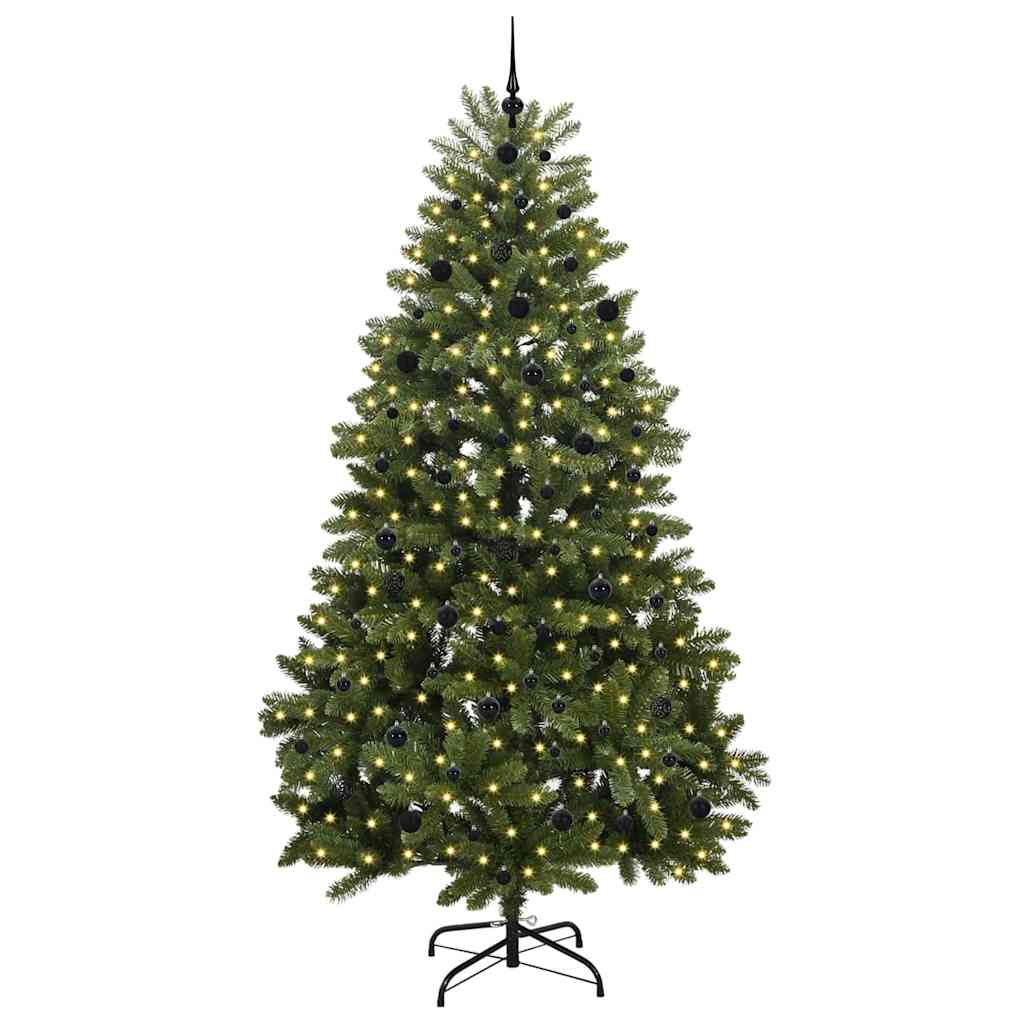 Kunstig juletre med LED -stripelys grønn 240 cm PVC og metall