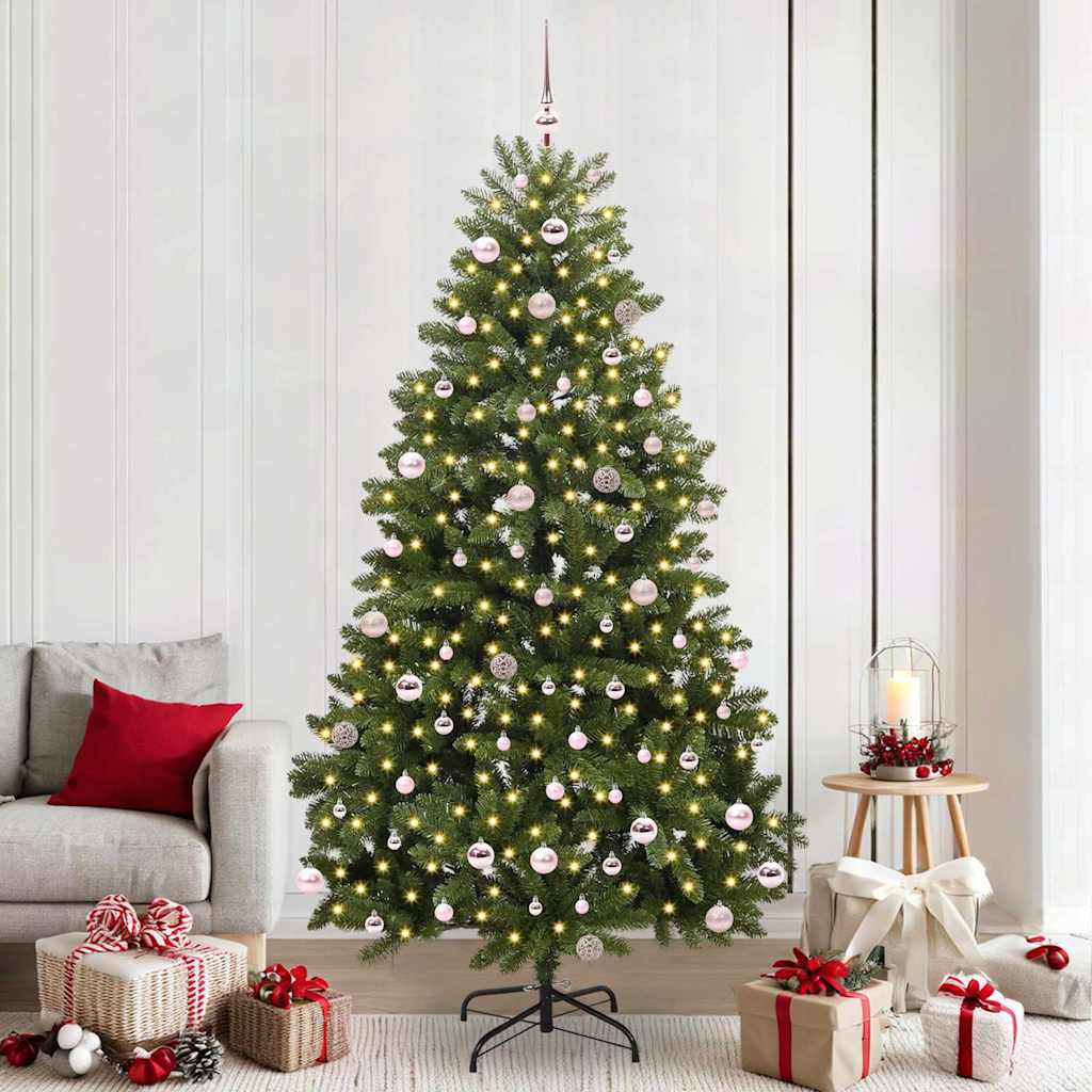 Kunstig juletre med LED -stripelys grønn 240 cm PVC og metall