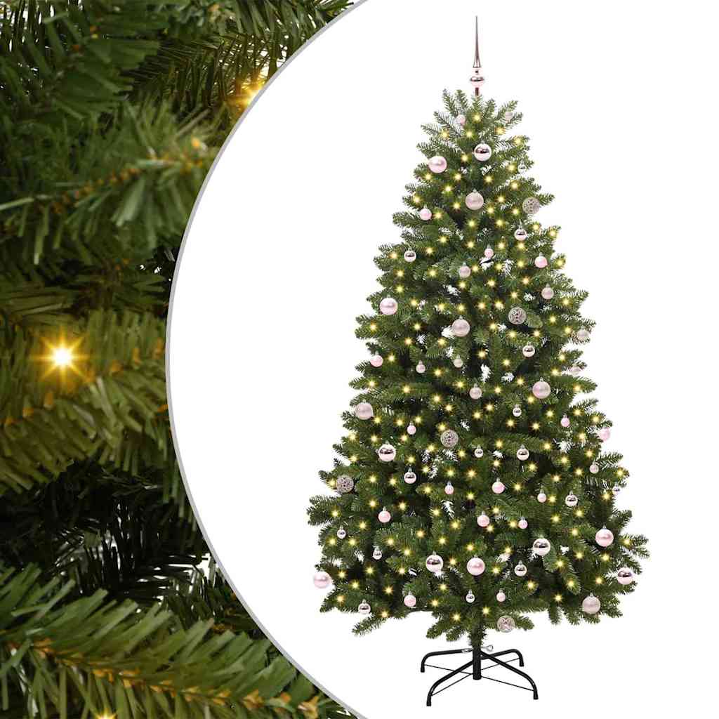 Kunstig juletre med LED -stripelys grønn 240 cm PVC og metall