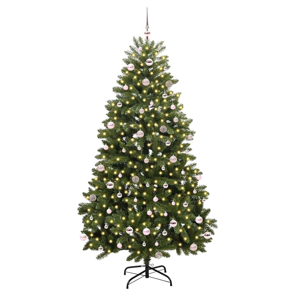 Kunstig juletre med LED -stripelys grønn 240 cm PVC og metall