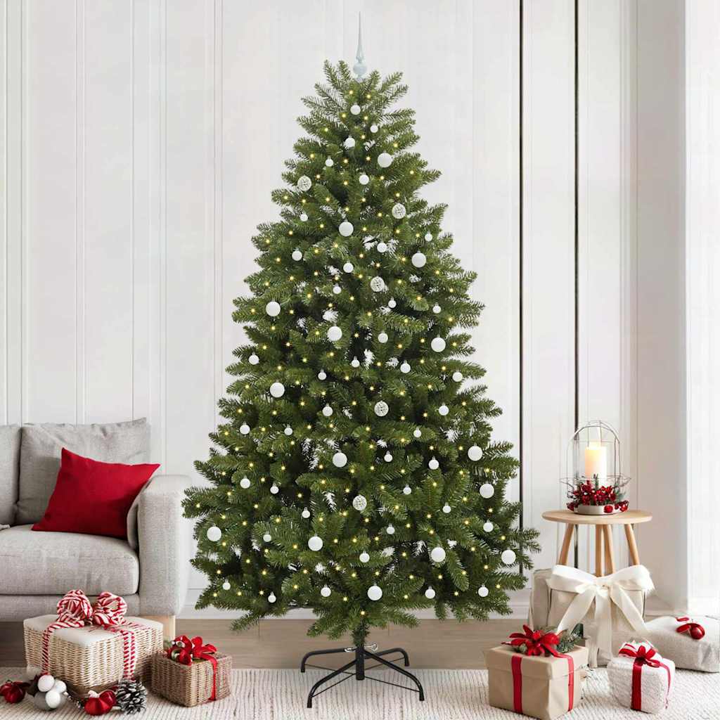 Kunstig juletre med LED -stripelys grønn 240 cm PVC og metall