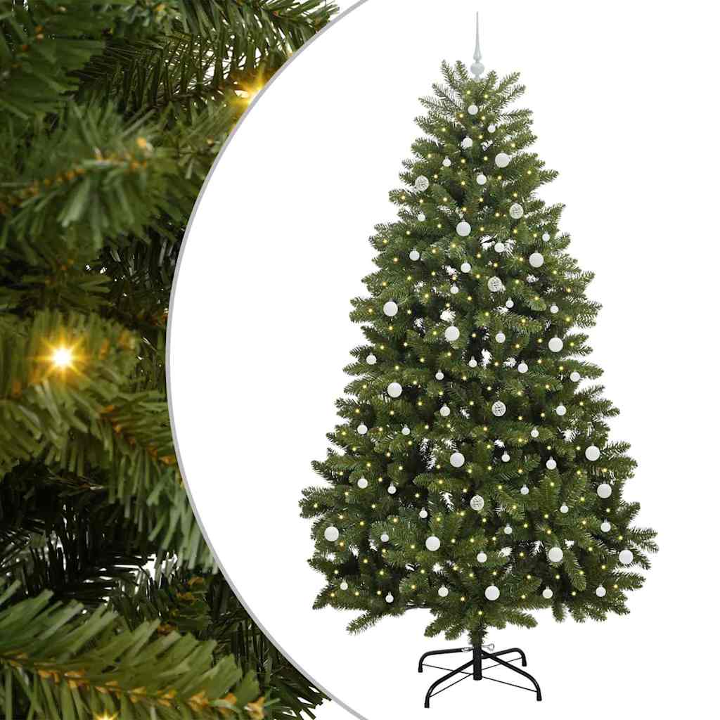 Kunstig juletre med LED -stripelys grønn 240 cm PVC og metall