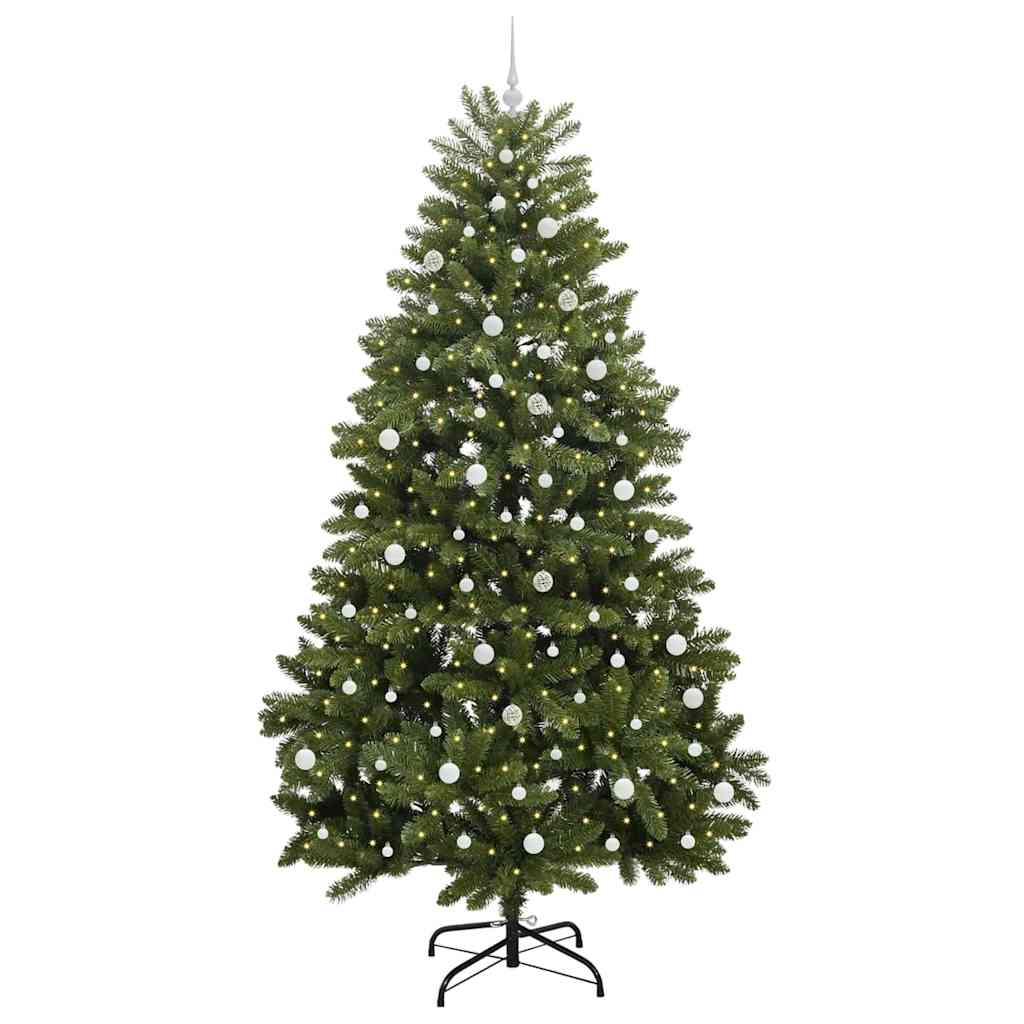 Kunstig juletre med LED -stripelys grønn 240 cm PVC og metall