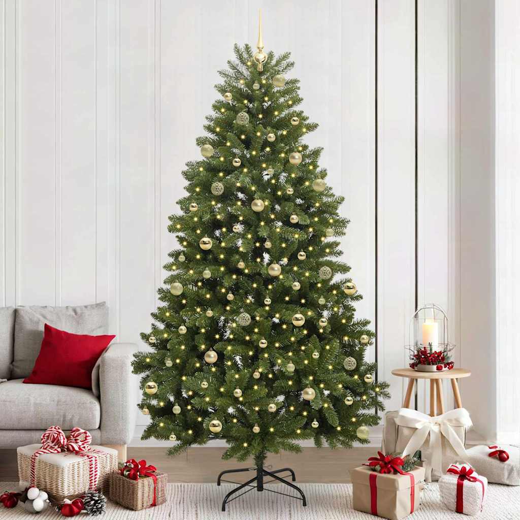 Kunstig juletre med LED -stripelys grønn 240 cm PVC og metall