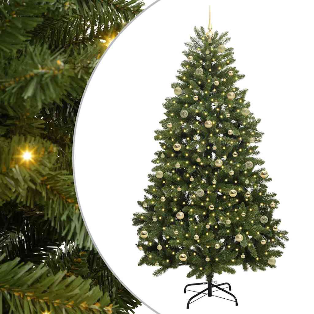 Kunstig juletre med LED -stripelys grønn 240 cm PVC og metall