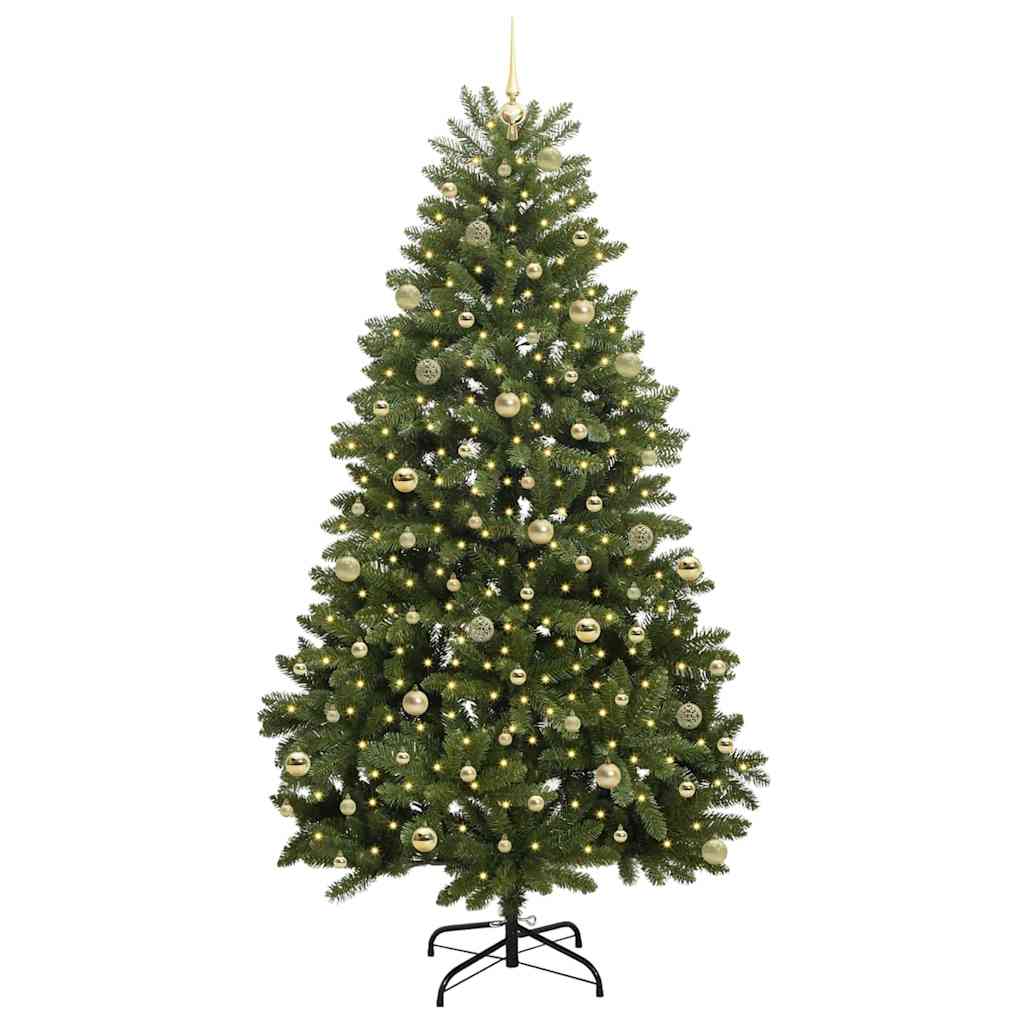 Kunstig juletre med LED -stripelys grønn 240 cm PVC og metall