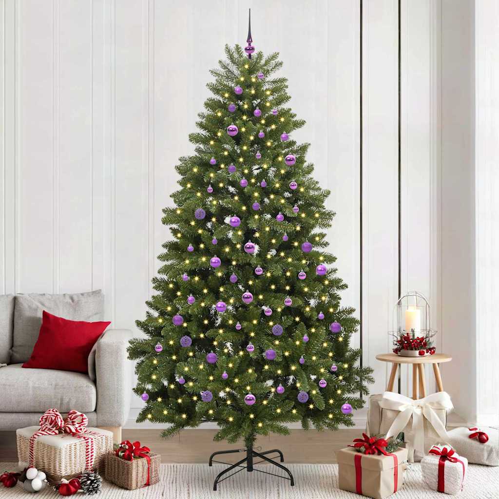 Kunstig juletre med LED -stripelys grønn 240 cm PVC og metall