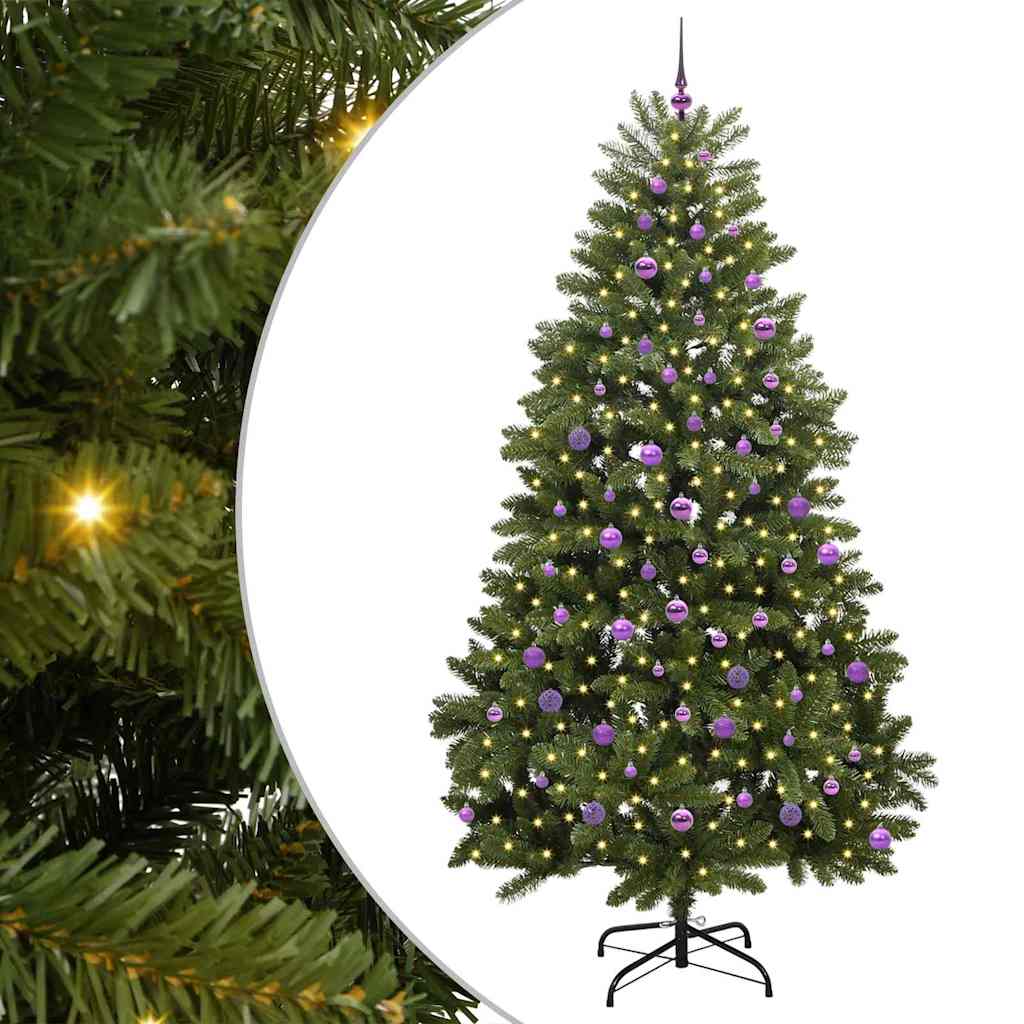 Kunstig juletre med LED -stripelys grønn 240 cm PVC og metall
