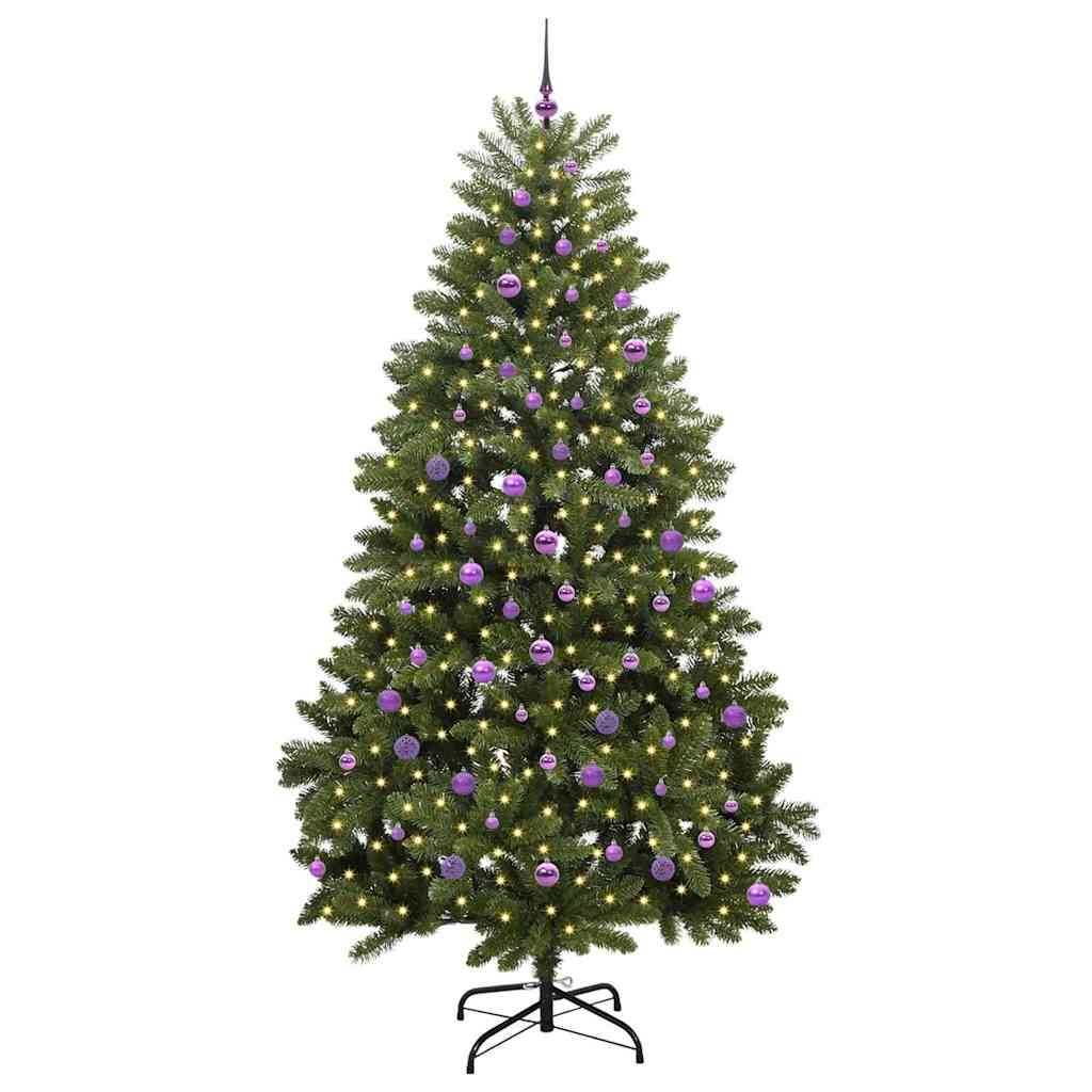 Kunstig juletre med LED -stripelys grønn 240 cm PVC og metall