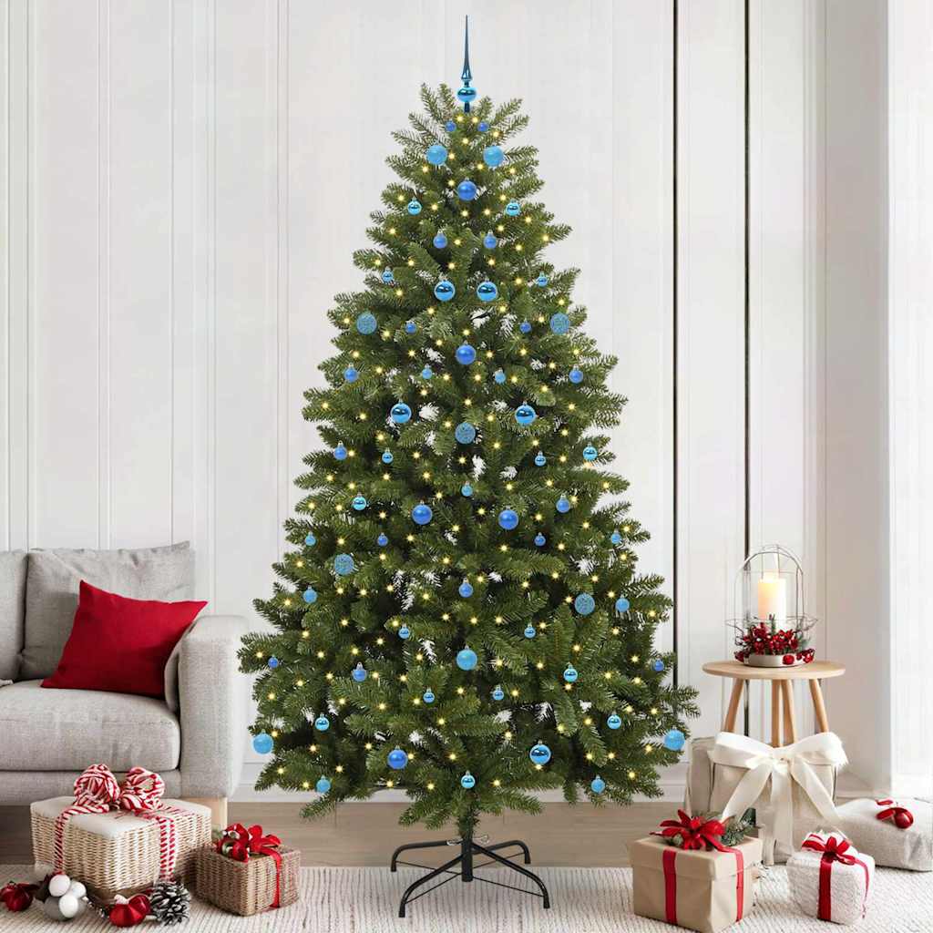 Kunstig juletre med LED -stripelys grønn 240 cm PVC og metall