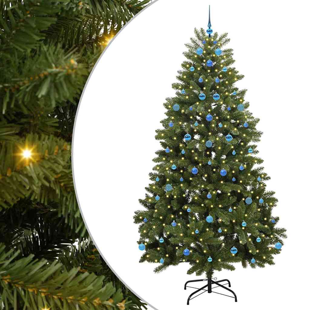 Kunstig juletre med LED -stripelys grønn 240 cm PVC og metall