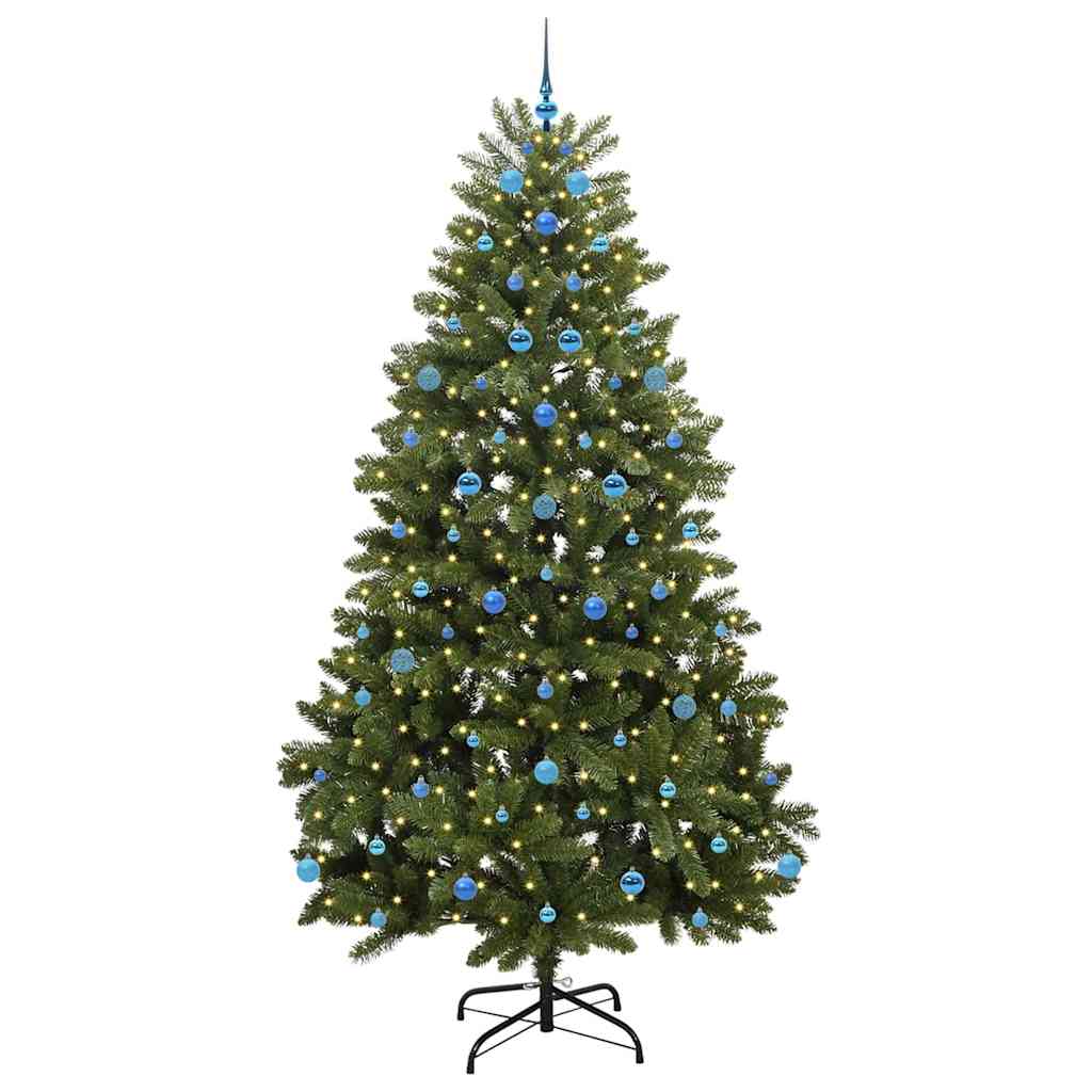 Kunstig juletre med LED -stripelys grønn 240 cm PVC og metall