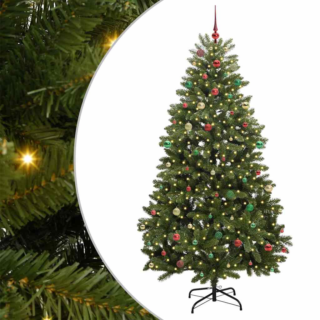 Kunstig juletre med LED -stripelys grønn 240 cm PVC og metall
