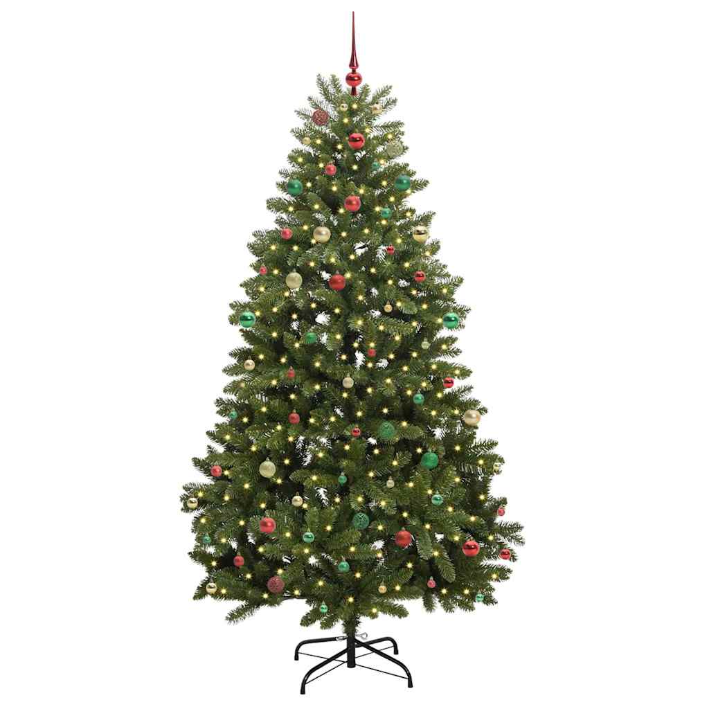 Kunstig juletre med LED -stripelys grønn 240 cm PVC og metall
