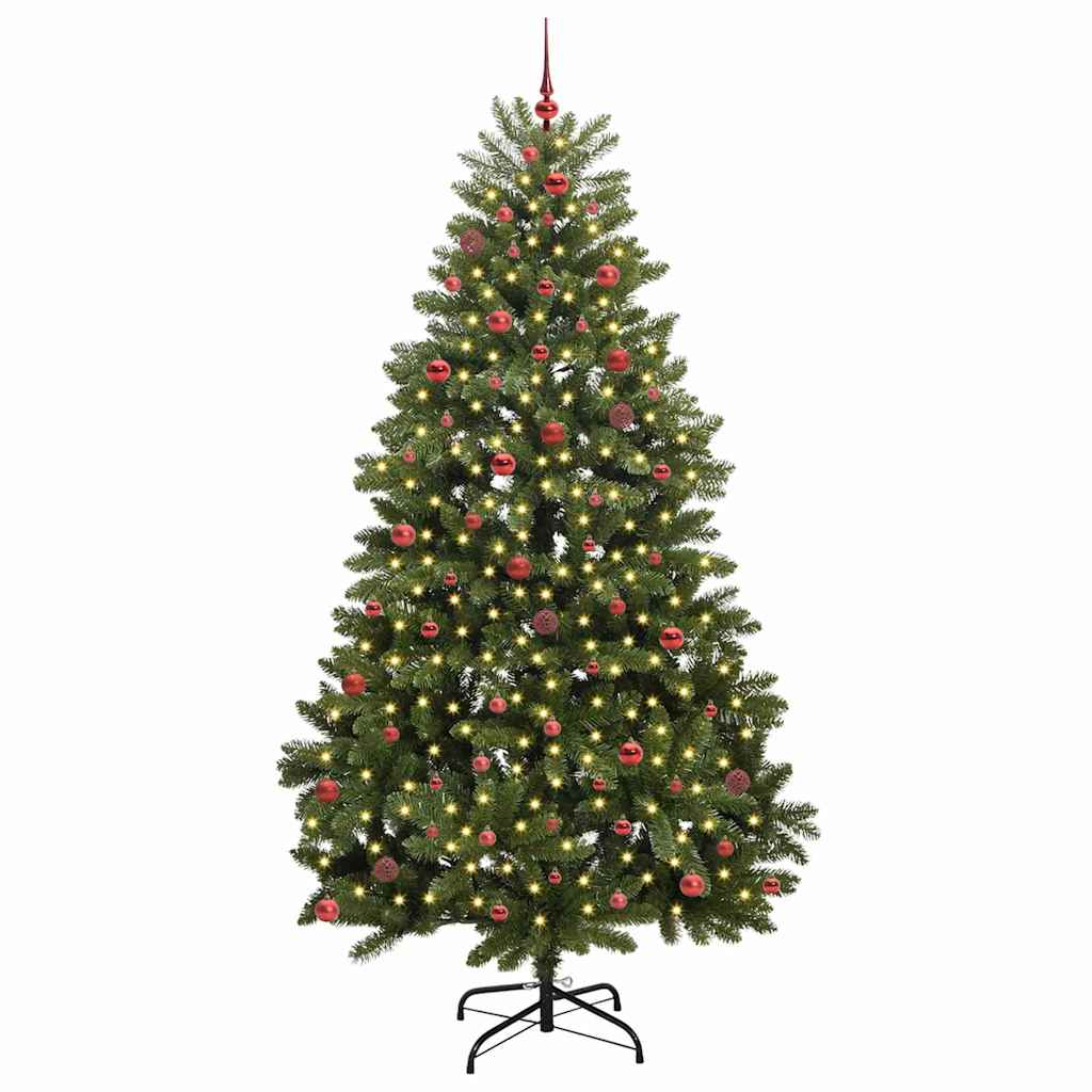 Kunstig juletre med LED -stripelys grønn 270 cm PVC og metall